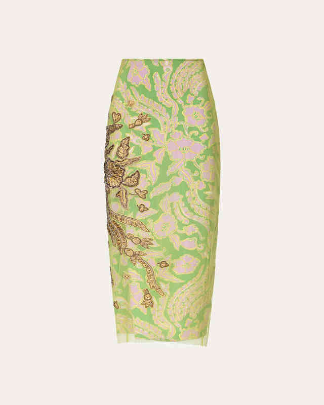 x Henry Zankov Gramercy Beaded Floral-Print Maxi Skirt